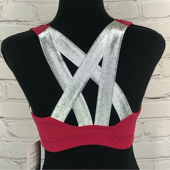 FABLETICS PAIGE LOW IMPACT RED/SILVER SPORTS BRA. SIZE ( XS) - Picture 5 of 12